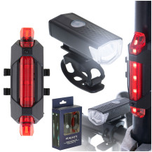 Lampki rowerowe LED RALLEX zestaw przód i tył USB