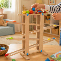 Tor kulkowy drewniany XXL kulodrom montessori dla dzieci