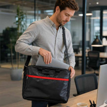 Torba na laptopa 15,6 cali na ramię, teczka biznesowa, czarna