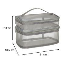 Kosmetyczka podróżna organizer XXL szara, składana, siateczkowa