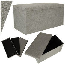 Pufa składana ze schowkiem szara 76x38x38 cm, do 100 kg