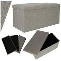 Pufa składana ze schowkiem szara 76x38x38 cm, do 100 kg