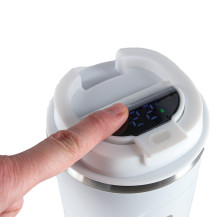 Kubek podróżny LED z ustnikiem 500ml biały - czujnik temperatury