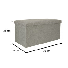 Pufa składana ze schowkiem szara 76x38x38 cm, do 100 kg