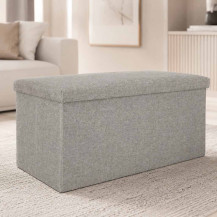 Pufa składana ze schowkiem szara 76x38x38 cm, do 100 kg