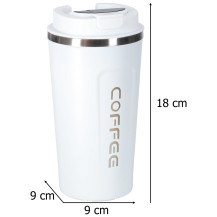 Kubek podróżny LED z ustnikiem 500ml biały - czujnik temperatury