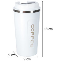 Kubek podróżny LED z ustnikiem 500ml biały - czujnik temperatury