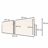 Markiza narożna boczna tarasowa luaro zwijana 180x620 cm beżowa