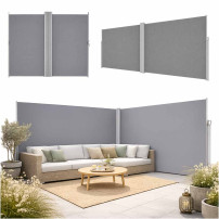 Markiza narożna boczna tarasowa luaro zwijana 180x620 cm szara
