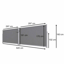 Markiza narożna boczna tarasowa luaro zwijana 180x620 cm szara