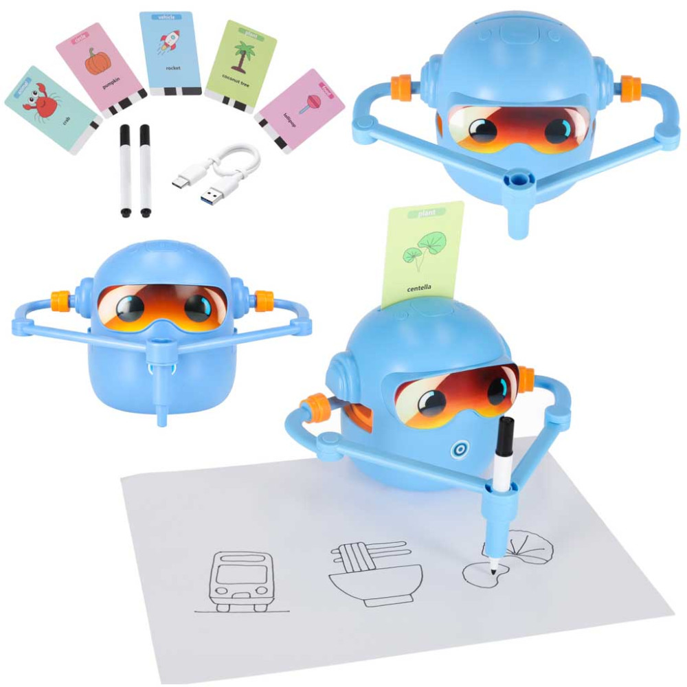 Interaktywny robot rysujący edukacyjny STEM niebieski dla dzieci