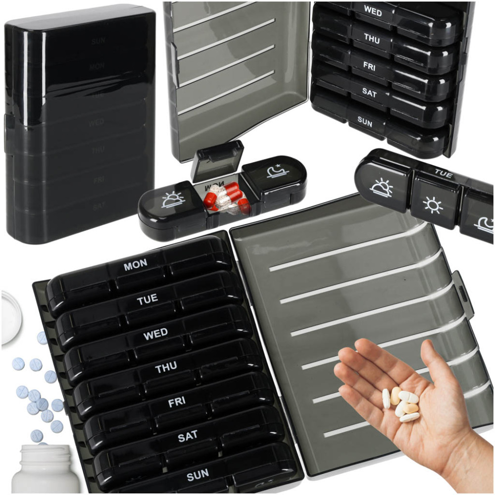 Organizer na tabletki i leki tygodniowy czarny KX2968