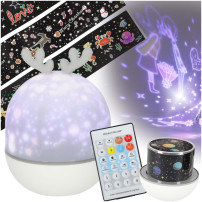 Lampka nocna projektor gwiazd LED jelonek z pilotem, 6 motywów