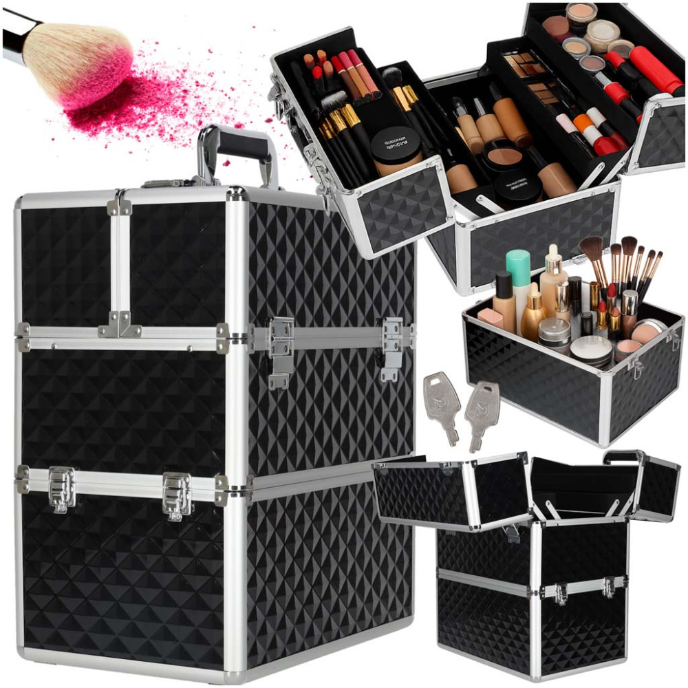 Kuferek na kosmetyki XXL 3D walizka organizer piętrowy